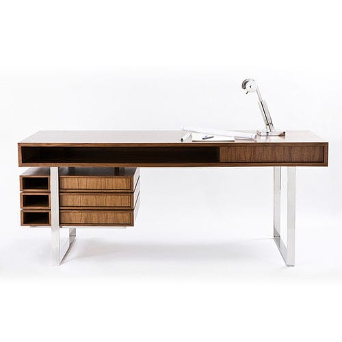 Free-standing desk - CY Boxeo - Cliff Young - contemporary / walnut / straight