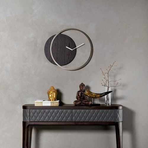 Contemporary clock - Cerchio - Cliff Young - wall-mounted / analog / walnut