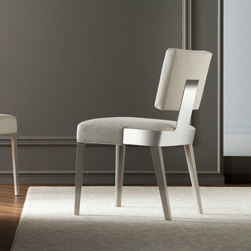 Contemporary dining chair - Thought - Cliff Young - indoor / fabric / wooden base
