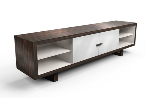 Contemporary sideboard - CY Quattro - Cliff Young - Macassar ebony / nickel / vinyl
