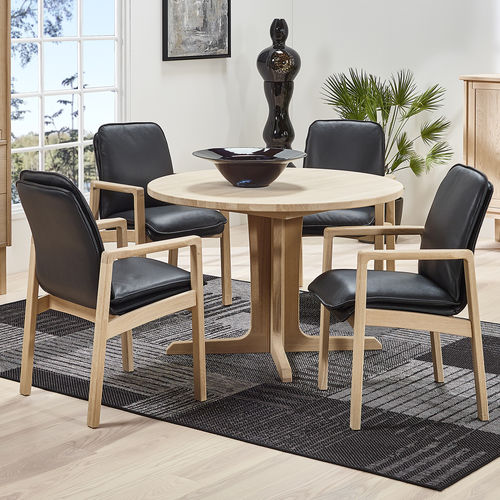Scandinavian design dining chair - 8474ALK - dyrlund - indoor / leather / oak base