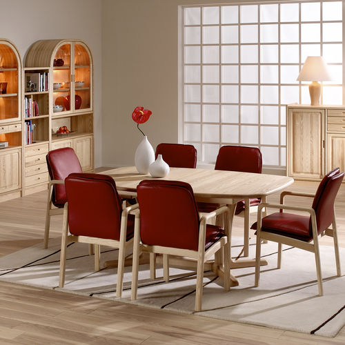 Scandinavian design dining table - 9243 - dyrlund - wooden / wooden base / rectangular