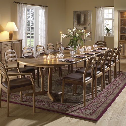 Traditional table - 9275G-4 - dyrlund - oak / oak base / oval