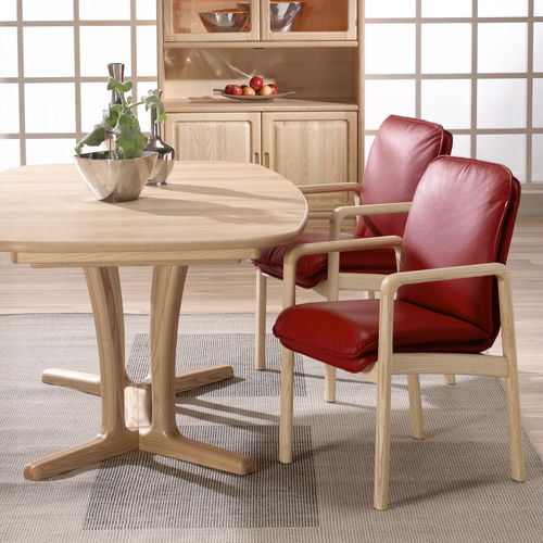 Scandinavian design dining chair - 8479AL - dyrlund - indoor / leather / ash base