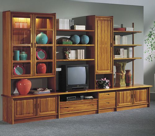 Scandinavian design TV wall unit - K12 - dyrlund - teak / with DVD ...