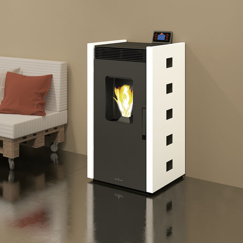 Pellet heating stove - ZOE - Bronpi - 8 kW / 9 kW / floor-mounted