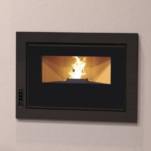 Pellet fireplace insert - BRUNO-SLIM - Bronpi - steel / forced convection / contemporary