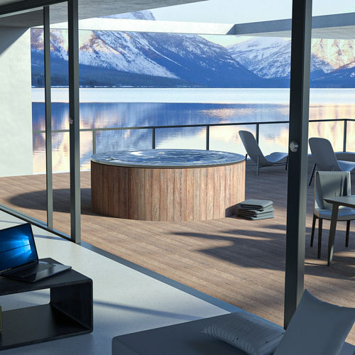 Built-in hot tub - Steel And Style - above-ground / round / 3-seater