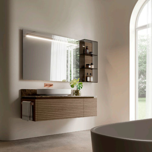 Wall-hung washbasin cabinet - DOLCEVITA 1 - IDEAGROUP - wooden / marble ...