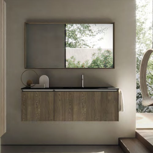 Wall-hung washbasin cabinet - SENSE 04 - IDEAGROUP - wooden / contemporary / without door