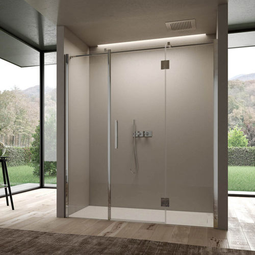 Glass shower enclosure EASY IDEAGROUP with hinged door / for