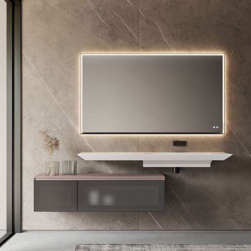 Wall-mounted bathroom mirror - TECNICA-UP  - IDEAGROUP - contemporary / rectangular / aluminium