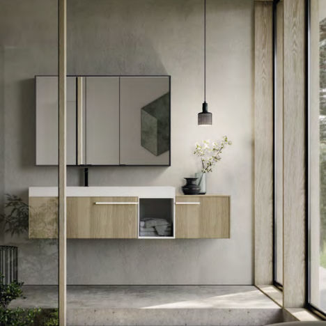 Wall-hung washbasin cabinet - SENSE 06 - IDEAGROUP - wooden / contemporary / without door