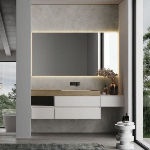 Wall-hung washbasin cabinet - NYÙ 09 - IDEAGROUP - HPL / contemporary / without door