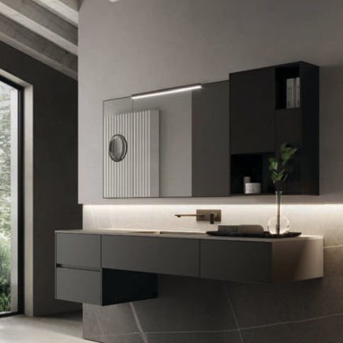 Wall-hung washbasin cabinet - NYÙ 10 - IDEAGROUP - HPL / contemporary / without door