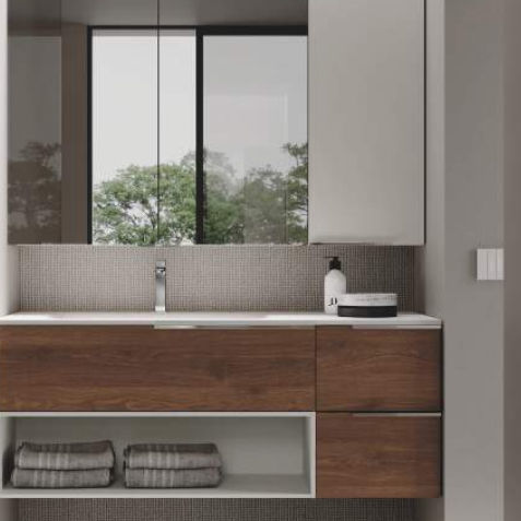 Wall-hung washbasin cabinet - MY TIME 05 - IDEAGROUP - wooden / contemporary / without door