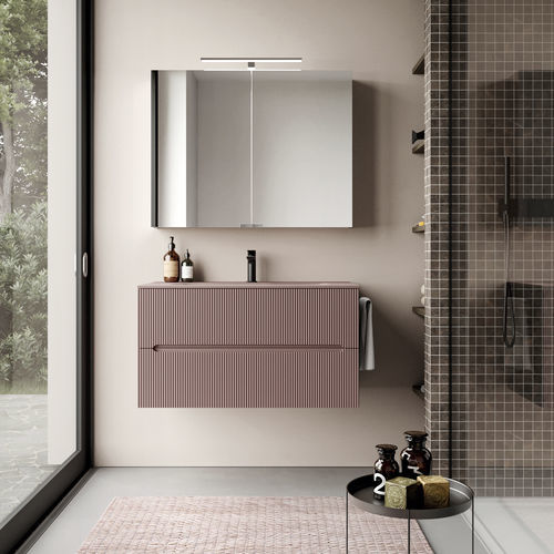 Wall-hung washbasin cabinet - SMYLE: 01 - IDEAGROUP - wooden / contemporary / without door