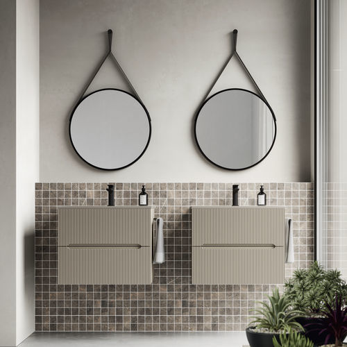 Double washbasin cabinet - SMYLE: 08 - IDEAGROUP - wall-hung / wooden / contemporary