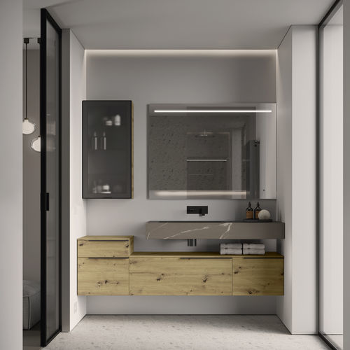 Contemporary bathroom cabinet - MY TIME 15 - IDEAGROUP - home / wooden / sandstone