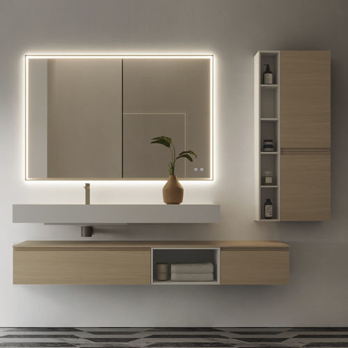 Wall-hung washbasin cabinet - 21 - IDEAGROUP - wooden / Corian® / contemporary