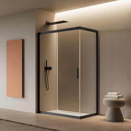 Aluminum shower cubicle - ORIGO - IDEAGROUP - tempered glass / sliding / folding