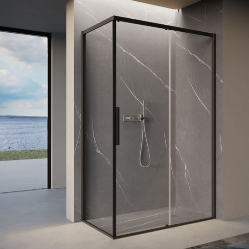 Aluminum shower enclosure - EVO - IDEAGROUP - tempered glass / sliding door / corner