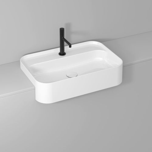 Semi-recessed washbasin - SLIM 60 - IDEAGROUP - ceramic / high-gloss / durable