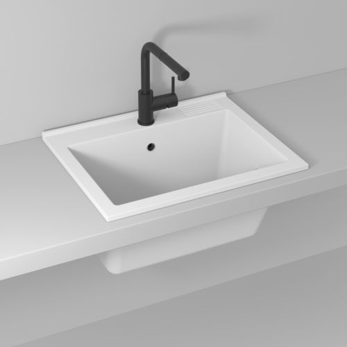 Semi-recessed laundry sink - TIPO B - IDEAGROUP - acrylic / resin