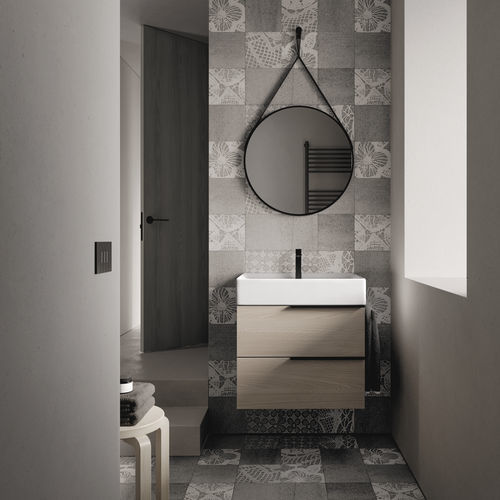 Wall-mounted washbasin cabinet - MY TIME 22 - IDEAGROUP - wooden / ceramic / contemporary