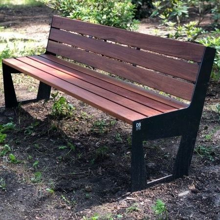 Original design public bench - KS1210 - Darba Spars - steel / wooden / with backrest