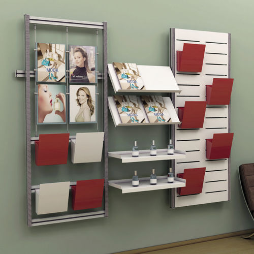 Wall-mounted brochures rack - INUNO - STUDIO T - metal / for hairdressers / for shop