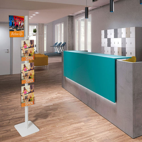 Floor-standing brochures rack - Info Stick - STUDIO T - aluminum / for shop / for hairdressers