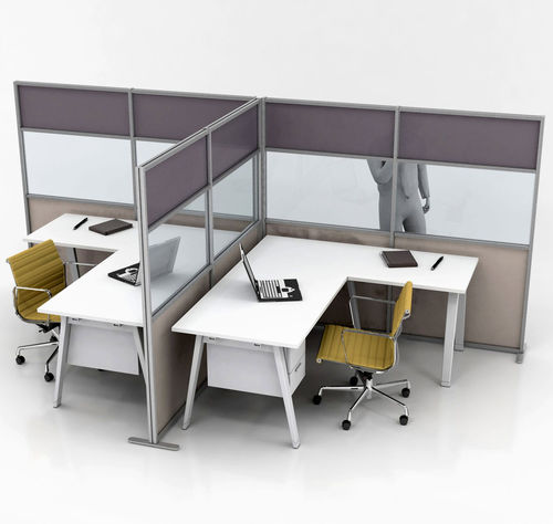 Floor-mounted office divider - TETRIX - STUDIO T - methacrylate / aluminum / modular