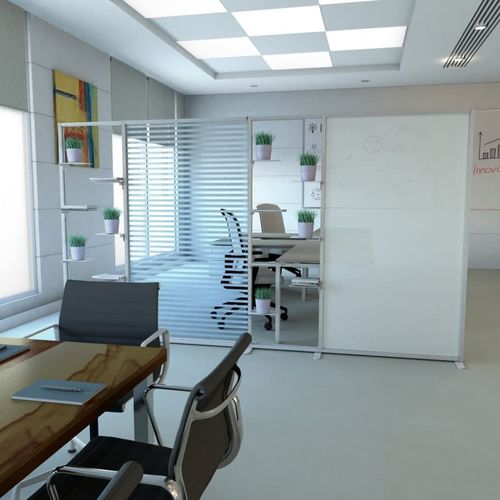 Floor-mounted office divider - INUNO-MIX - STUDIO T - methacrylate / aluminum / modular