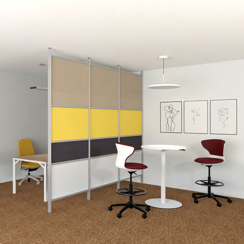 Floor-mounted office divider - INUNO-CT - STUDIO T - free-standing / ceiling-mounted / aluminum