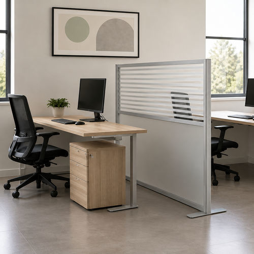 Desk mounted office divider - OFFICE 130 - STUDIO T - floor-mounted / free-standing / PET