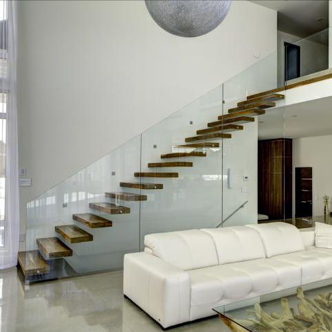 Straight staircase - PHANTOMATIC 2610-4 - BATTIG DESIGN - wooden step / steel frame / contemporary