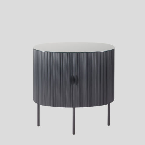 Contemporary bedside table - W84  - Wogg - aluminum / metal base / oval