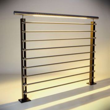 Stainless steel railing - FERRIC™ LED - HDI Railing Systems - bar / glass panel / indoor