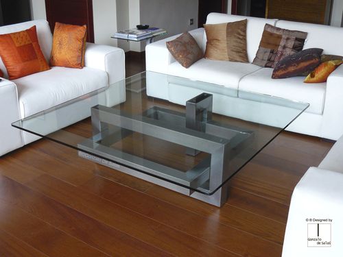 Contemporary coffee table - IOS - GONZALO DE SALAS - crystal / iron / lacquered metal