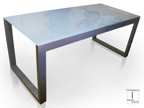 Contemporary desk - MAZA - GONZALO DE SALAS - glass / sled base