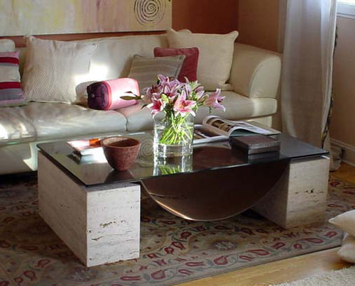 Contemporary coffee table - MALLORCA - GONZALO DE SALAS - glass / COR-TEN® base / rectangular
