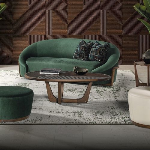 Contemporary sofa - RUMBA CRESCENT 100 - Adriana Hoyos - fabric / with armrests / with removable cushion
