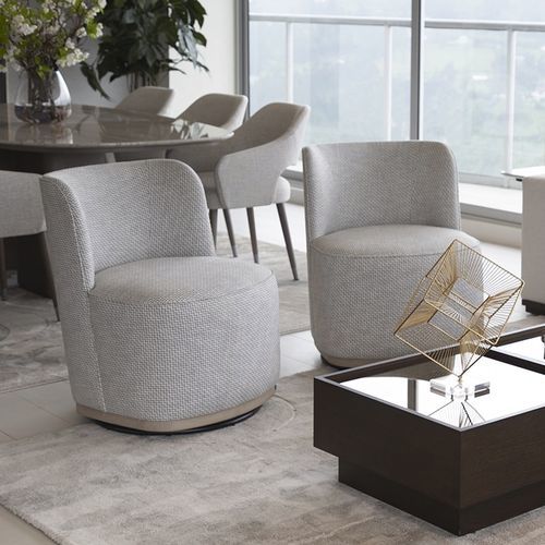 Contemporary armchair - GALAPAGOS 101 - Adriana Hoyos - fabric / leather / gray