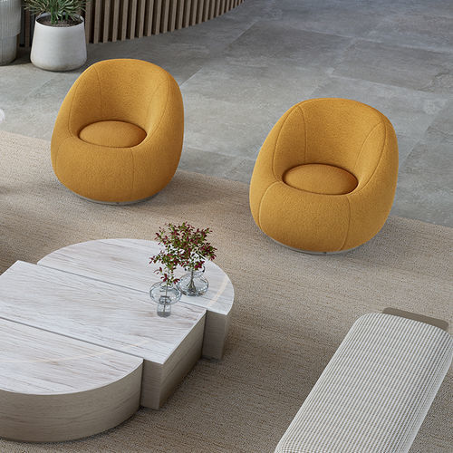 Contemporary armchair - LUA 101 - Adriana Hoyos - fabric / beige / yellow