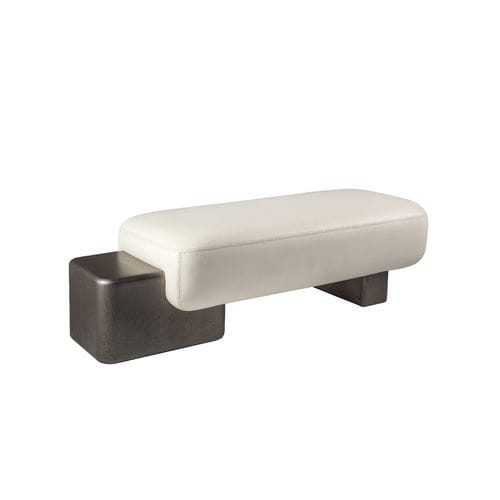 Contemporary upholstered bench - LUA 100 - Adriana Hoyos - fabric / leather / wooden base