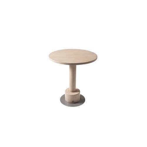 Contemporary side table - LUA 100 - Adriana Hoyos - solid wood / metal base / solid wood base