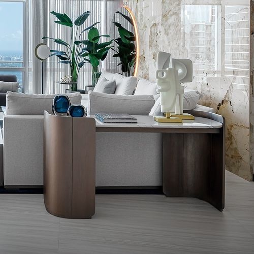 Contemporary sideboard table - GALAPAGOS 100 - Adriana Hoyos - wooden / quartzite / wooden base