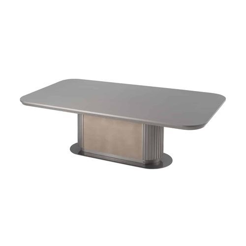 Contemporary dining table - GEM 110 - Adriana Hoyos - wooden / leather / wooden base