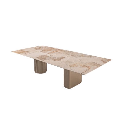 Contemporary dining table - GEM 511 - Adriana Hoyos - stone / wooden base / rectangular